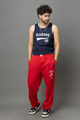 Go Devil Gothic Cross Print Red Streetwear Joggers For Men
