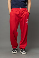 Go Devil Gothic Cross Print Red Streetwear Joggers For Men