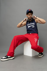 Go Devil Gothic Cross Print Red Streetwear Joggers For Men