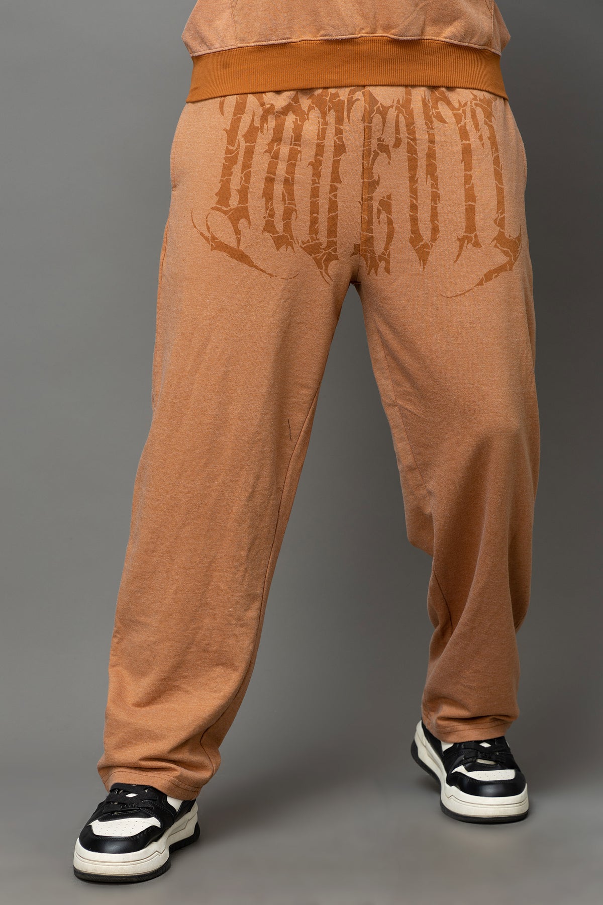 Go Devil Printed Rust Orange Jogger For Men