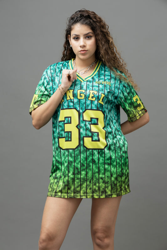 Go Devil ANGEL 33 Women's Cotton Multicolor Oversized Jersey Tee
