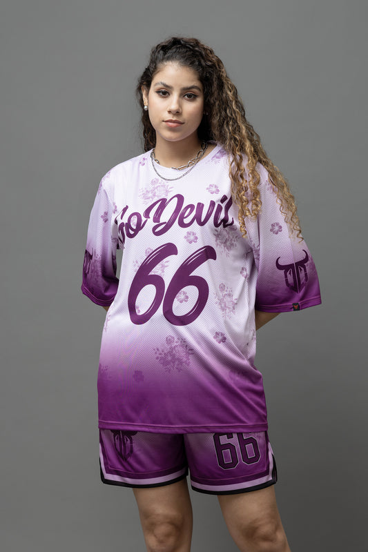Go Devil 66 Printed Polyester Purple Co-ord Set for Women's