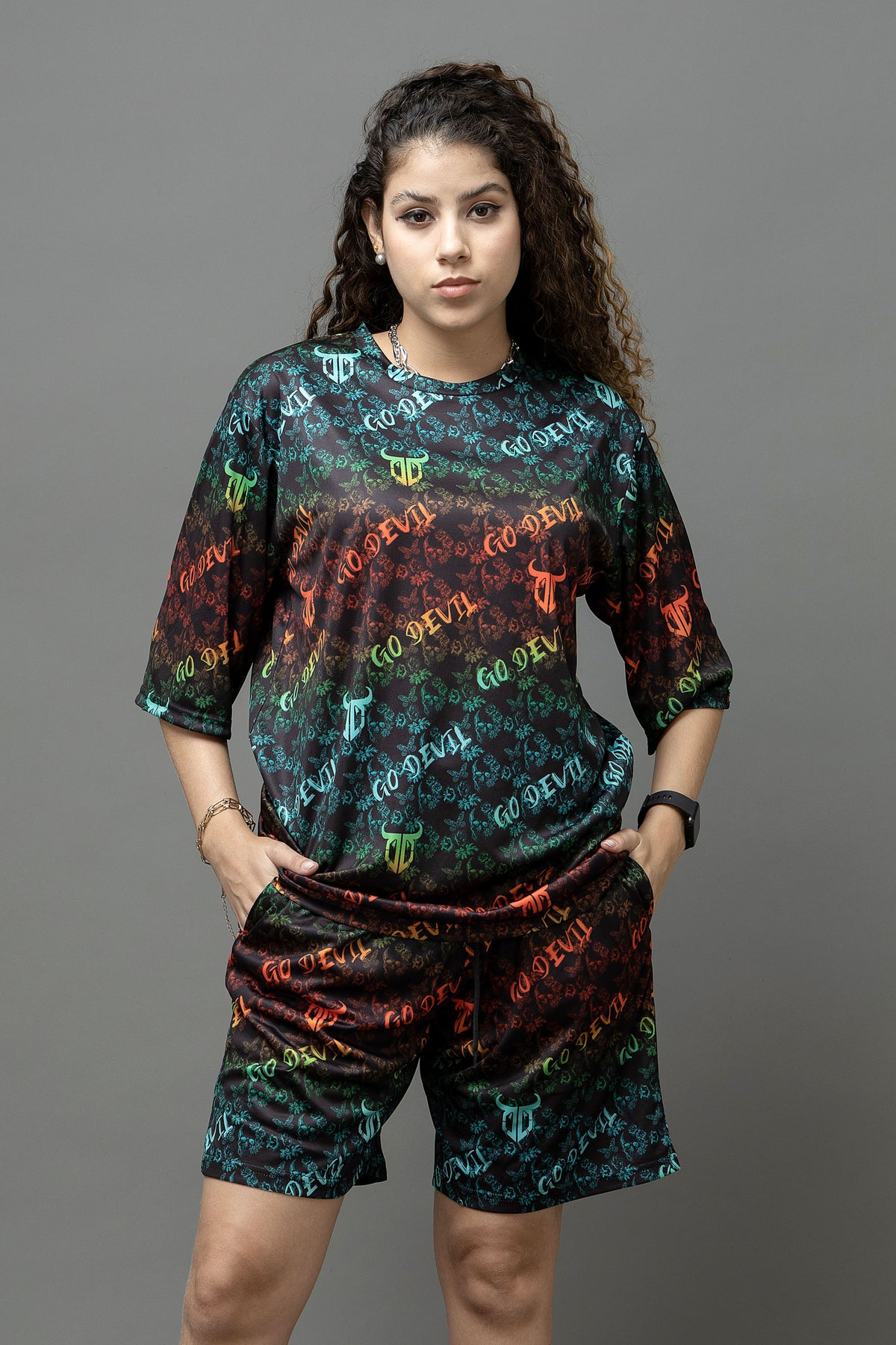 Go Devil Printed Multicolor Co-Ord Set For Women's