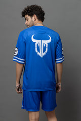 Devil Sport Printed Blue & White Oversized Co-Ord Set For Men