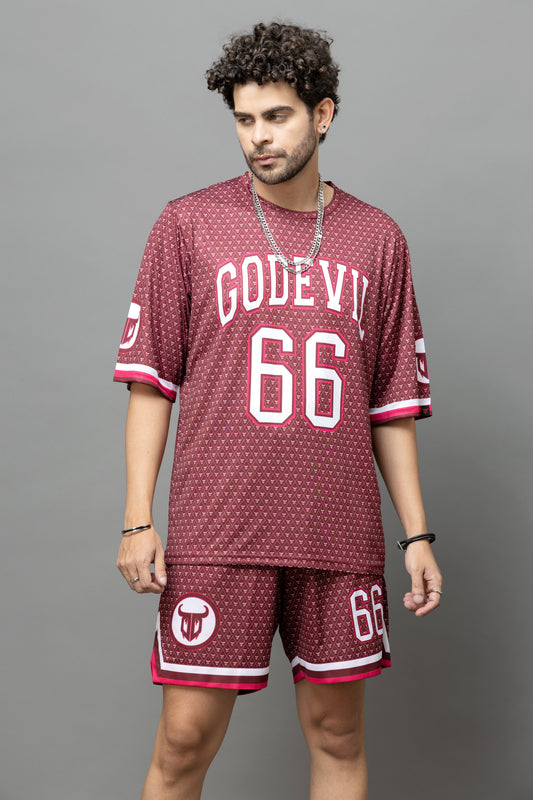 Go Devil 66 In White Printed Graphic Oversized Co-Ord Set For Men