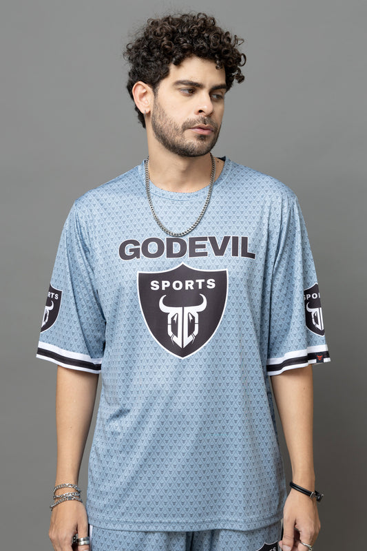 Go Devil 66 Printed Grey Graphic Oversized Co-Ord Set For Men