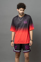 Go Devil Club Printed Red & Black Oversized Co-Ord Set For Men