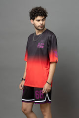 Go Devil Club Printed Red & Black Oversized Co-Ord Set For Men