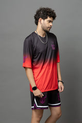 Go Devil Club Printed Red & Black Oversized Co-Ord Set For Men