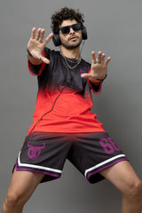 Go Devil Club Printed Red & Black Oversized Co-Ord Set For Men