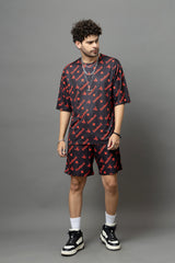 Go Devil Printed Black Oversized Co-Ord Set For Men