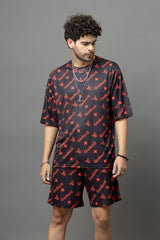 Go Devil Printed Black Oversized Co-Ord Set For Men