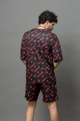 Go Devil Printed Black Oversized Co-Ord Set For Men