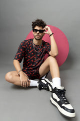 Go Devil Printed Black Oversized Co-Ord Set For Men