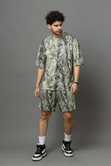 Go Devil Leaves Printed Oversized Co-Ord Set For Men
