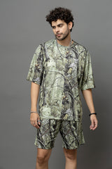 Go Devil Leaves Printed Oversized Co-Ord Set For Men