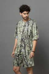 Go Devil Leaves Printed Oversized Co-Ord Set For Men