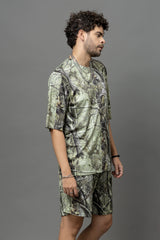 Go Devil Leaves Printed Oversized Co-Ord Set For Men