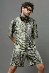 Go Devil Leaves Printed Oversized Co-Ord Set For Men