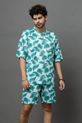Go Devil Leaves Printed Oversized Co-Ord Set For Men
