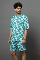 Go Devil Leaves Printed Oversized Co-Ord Set For Men