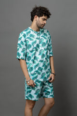 Go Devil Leaves Printed Oversized Co-Ord Set For Men