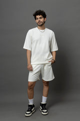 Go Devil White Textured Co-Ord Set For Men