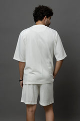 Go Devil White Textured Co-Ord Set For Men