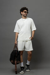 Go Devil White Textured Co-Ord Set For Men