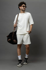 Go Devil White Textured Co-Ord Set For Men