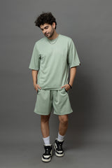 Go Devil Sage Green Textured Co-Ord Set For Men