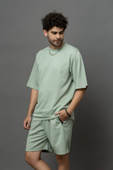 Go Devil Sage Green Textured Co-Ord Set For Men