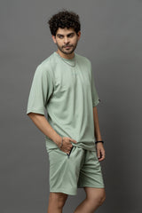 Go Devil Sage Green Textured Co-Ord Set For Men