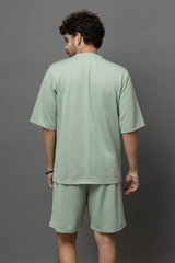 Go Devil Sage Green Textured Co-Ord Set For Men