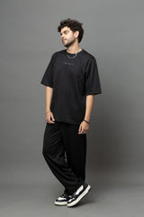 Go Devil Printed Black T-Shirt With Pant Co-Ord Set For Men