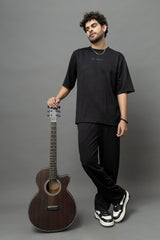 Go Devil Printed Black T-Shirt With Pant Co-Ord Set For Men