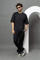 Go Devil Printed Black T-Shirt With Pant Co-Ord Set For Men
