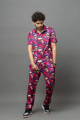 Colourful Skull Printed Shirt With Pant Co-Ord Set For Men