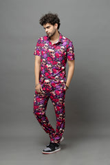 Colourful Skull Printed Shirt With Pant Co-Ord Set For Men