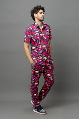 Colourful Skull Printed Shirt With Pant Co-Ord Set For Men