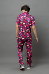 Colourful Skull Printed Shirt With Pant Co-Ord Set For Men