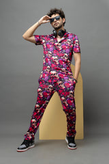 Colourful Skull Printed Shirt With Pant Co-Ord Set For Men