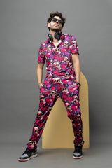 Colourful Skull Printed Shirt With Pant Co-Ord Set For Men