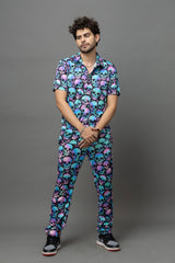 Skull Printed Shirt With Pant Co-Ord Set For Men