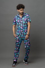Skull Printed Shirt With Pant Co-Ord Set For Men