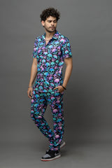 Skull Printed Shirt With Pant Co-Ord Set For Men