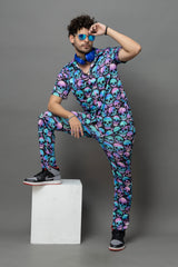 Skull Printed Shirt With Pant Co-Ord Set For Men