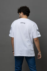 Go Devil White Graphic Printed Oversized T-Shirt for Men