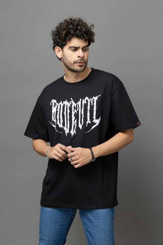 Go Devil Printed Oversized Black T-Shirt for Men