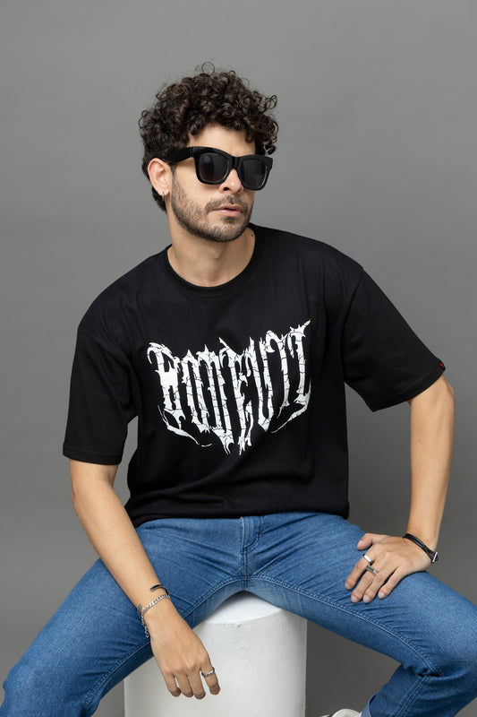 Go Devil Printed Oversized Black T-Shirt for Men
